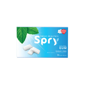 Spry peppermint gum blister card on white background