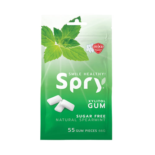 Spry spearmint gum package on a white background