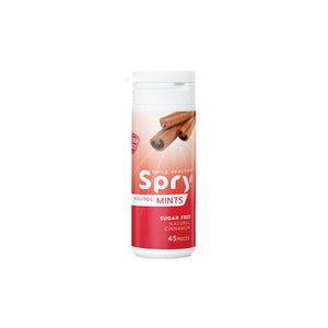 Spry cinnamon mints container on a white background