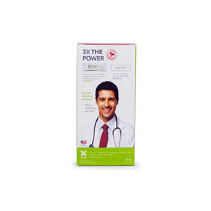 Product packaging with a man in a white coat and stethoscope on a white background