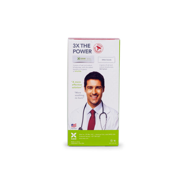 Product packaging with a man in a white coat and stethoscope on a white background