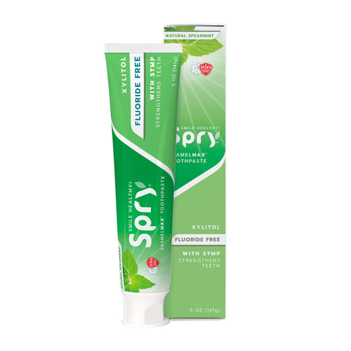 Spry toothpaste tube on a white background