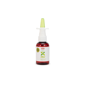 Bottle of Xlear Max Allergy spray for immediate relief of a stuffy nose