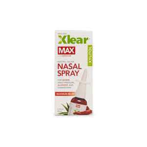 Xlear Max nasal spray packaging on a white background