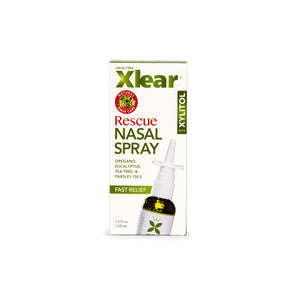 Xlear Rescue Nasal Spray packaging on a white background