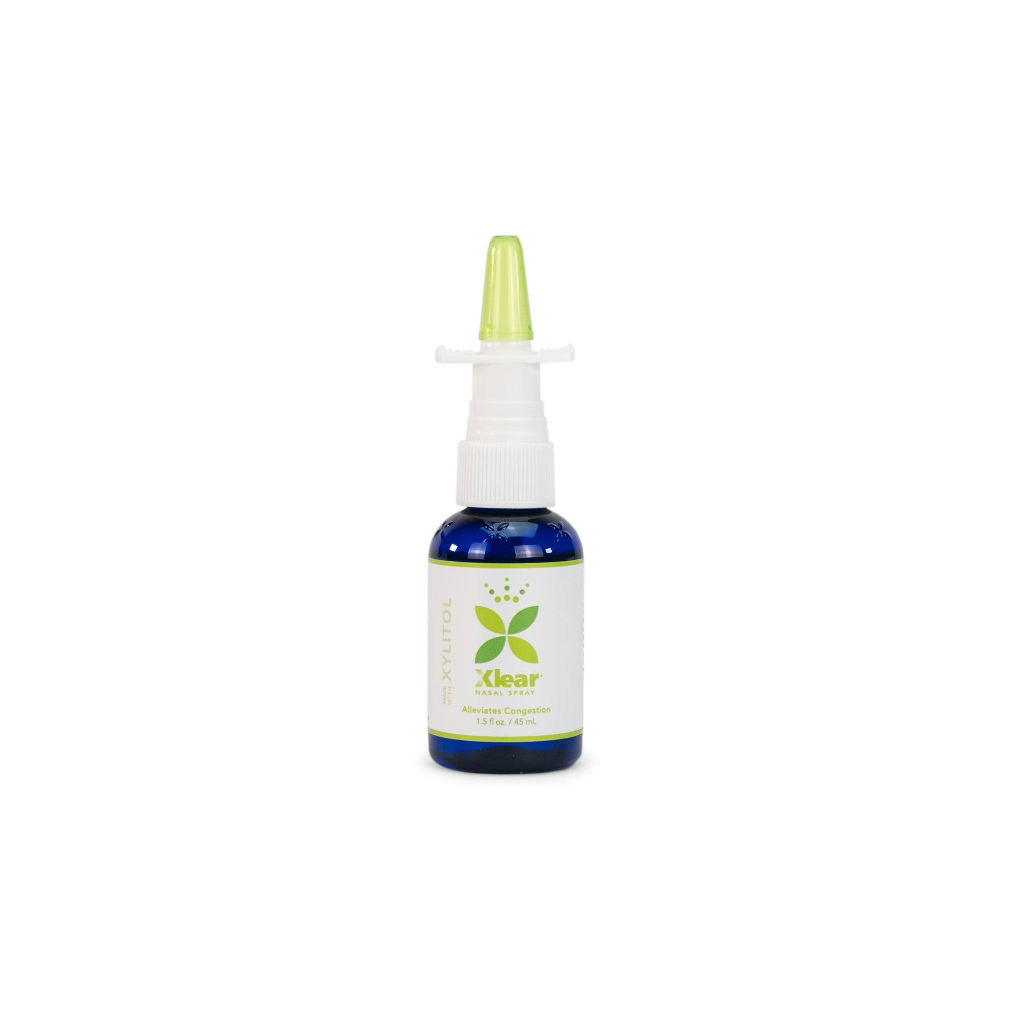 Nasal spray for clear sinuses bottle with a white nozzle 